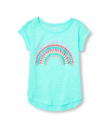 childrens place turq/mint emb. wt be colorful" girls hi-low tee 